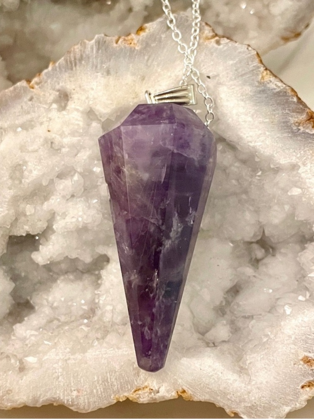 Purple Amethyst Silver Pendant Necklace